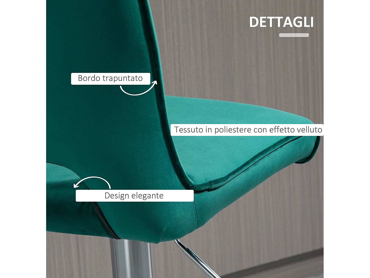 Set 2 sgabelli alti da bar moderni in tessuto verde petrolio