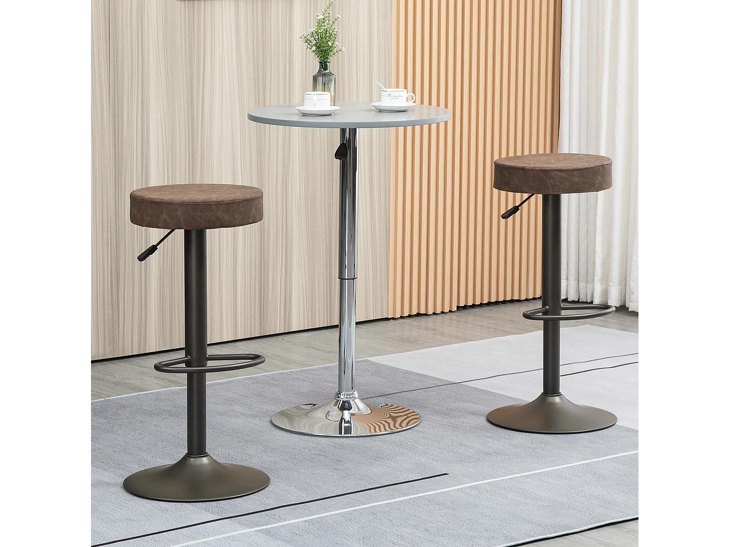 Set 2 sgabelli alti girevoli con poggiapiedi altezza regolabile