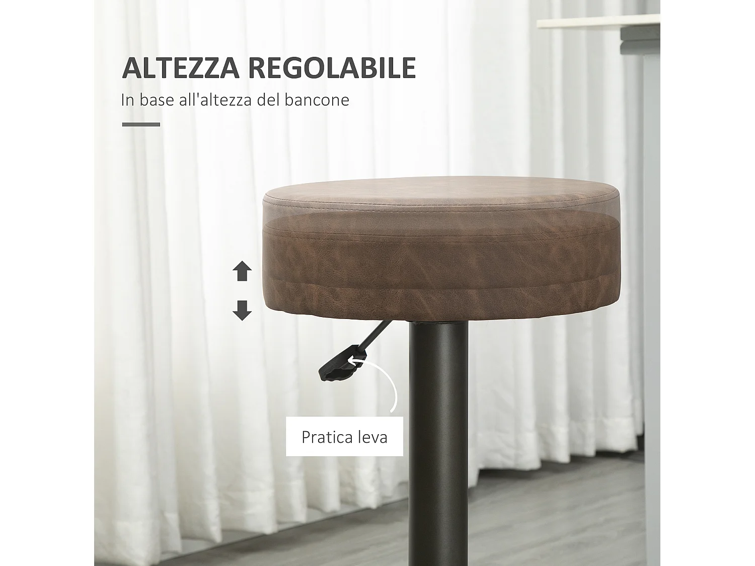 Set 2 sgabelli alti girevoli con poggiapiedi altezza regolabile