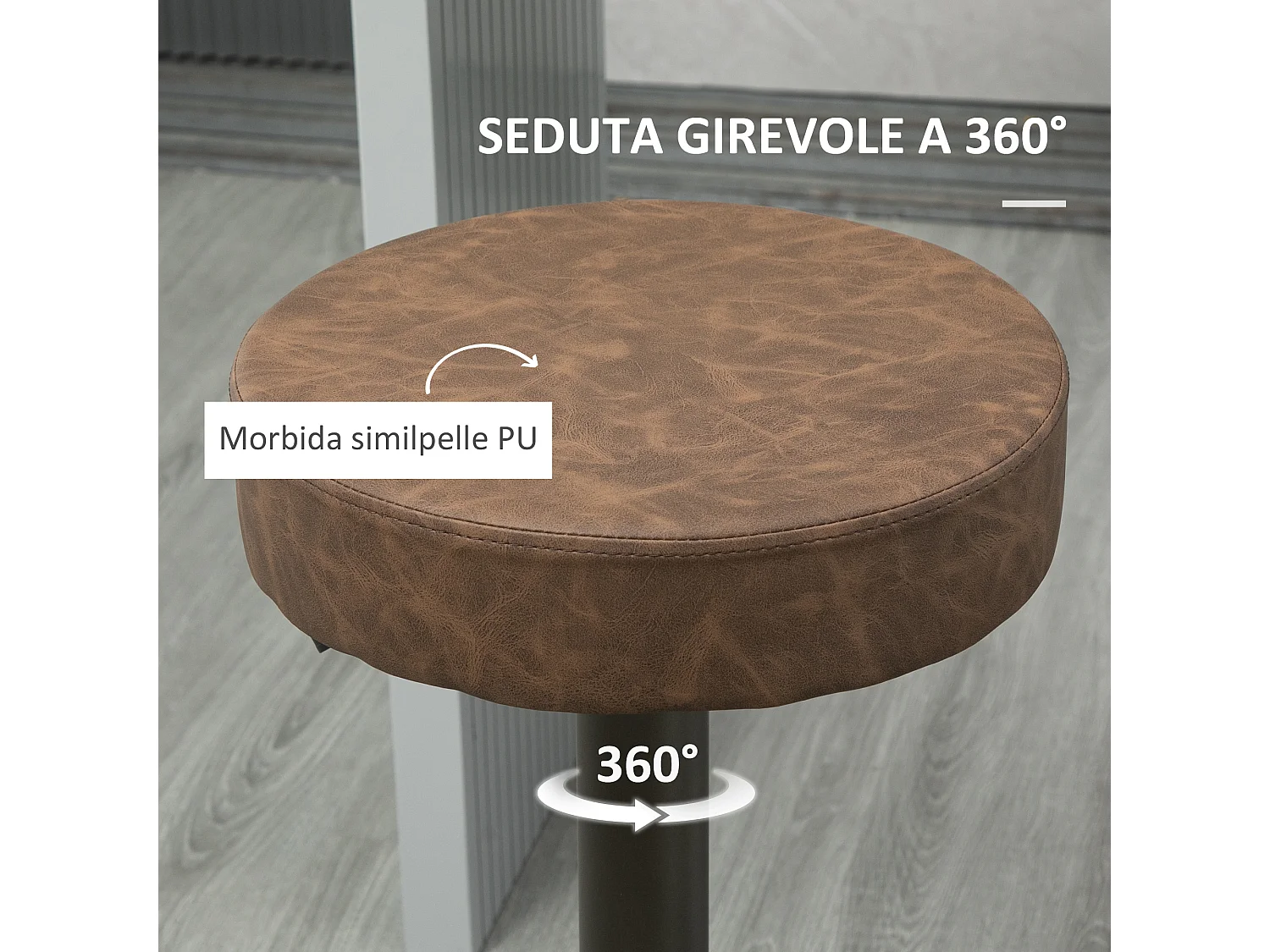 Set 2 sgabelli alti girevoli con poggiapiedi altezza regolabile