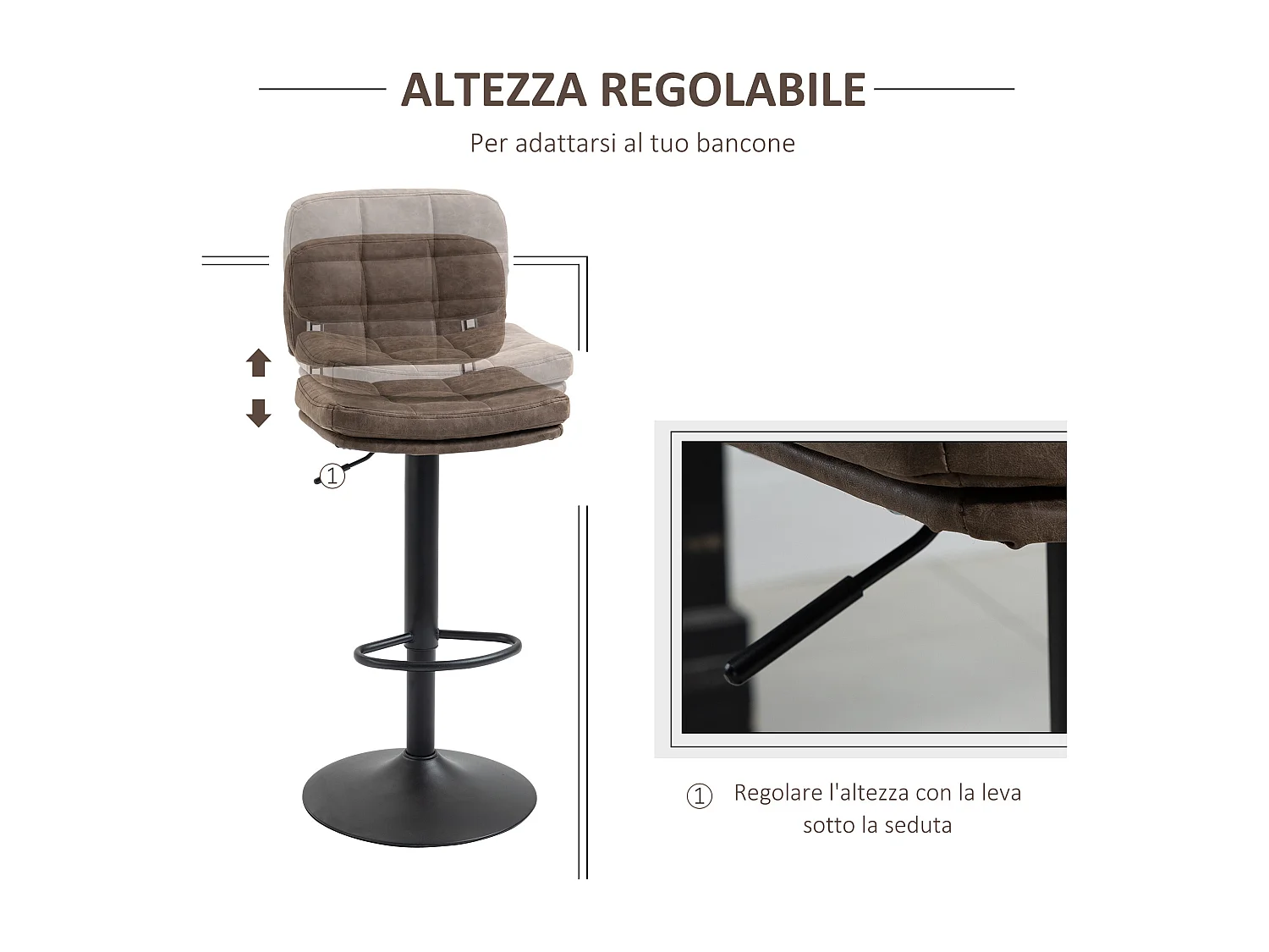 Set 2 sgabelli da bar girevoli altezza regolabile similpelle