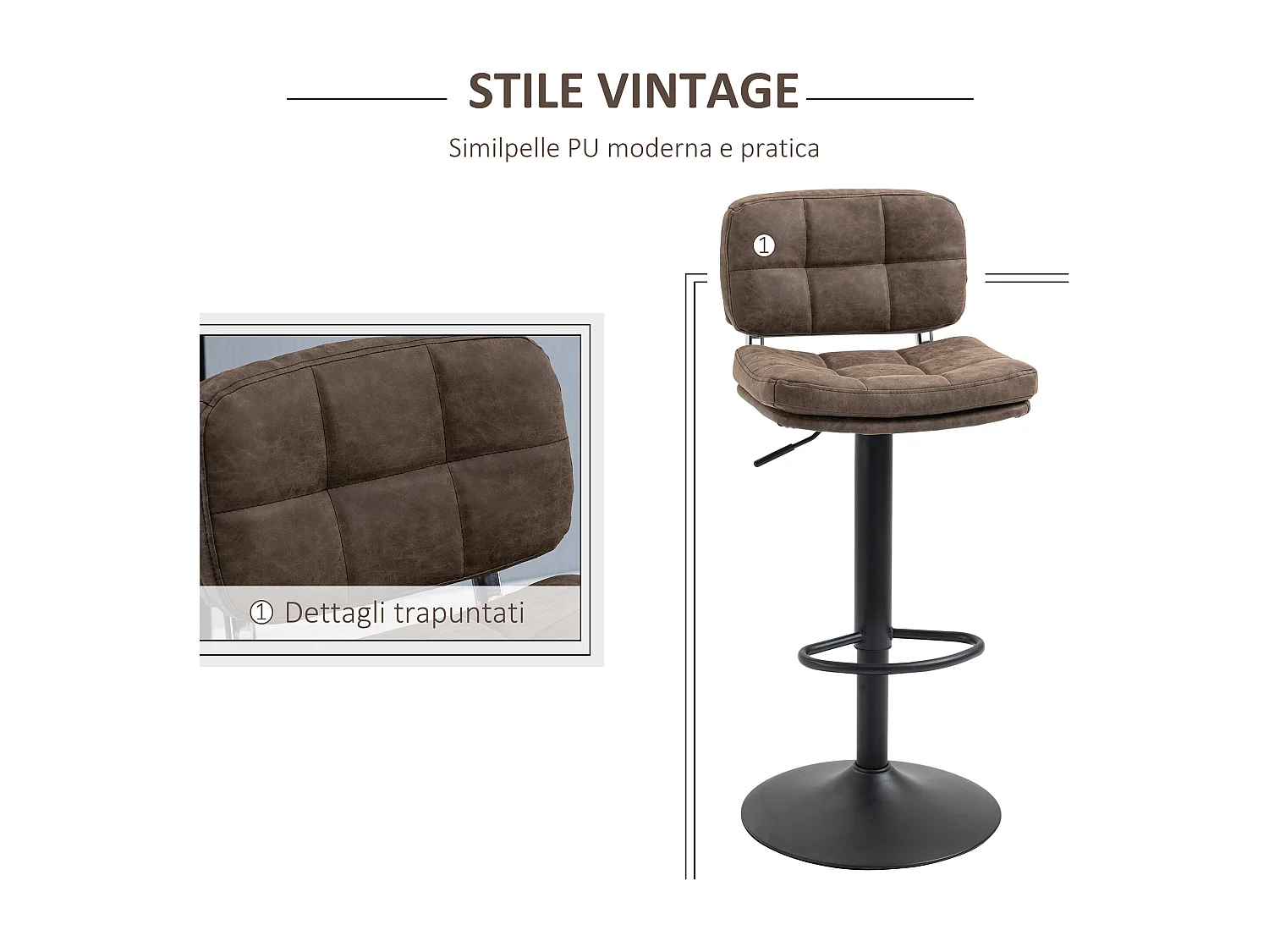 Set 2 sgabelli da bar girevoli altezza regolabile similpelle