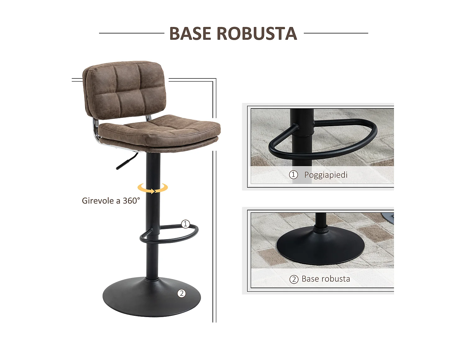 Set 2 sgabelli da bar girevoli altezza regolabile similpelle