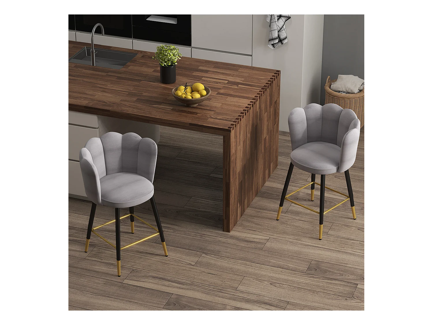 Set da 2 sgabelli da bar con poggiapiedi e base in acciaio