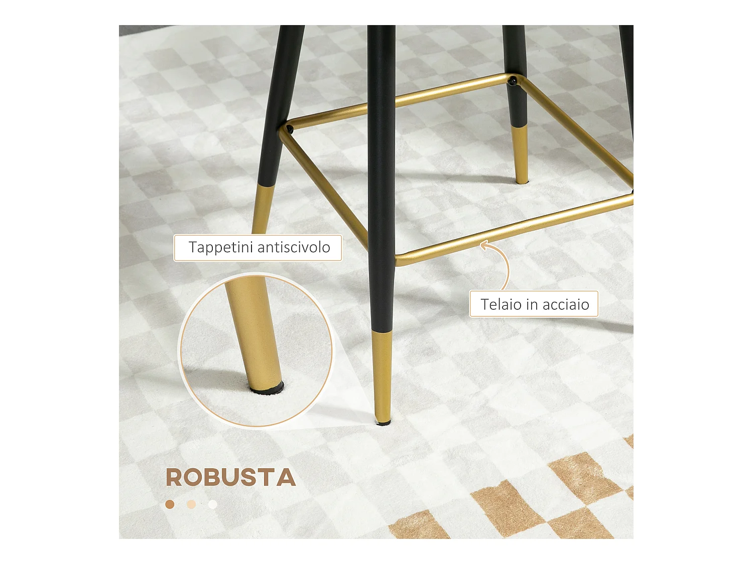 Set da 2 sgabelli da bar con poggiapiedi e base in acciaio