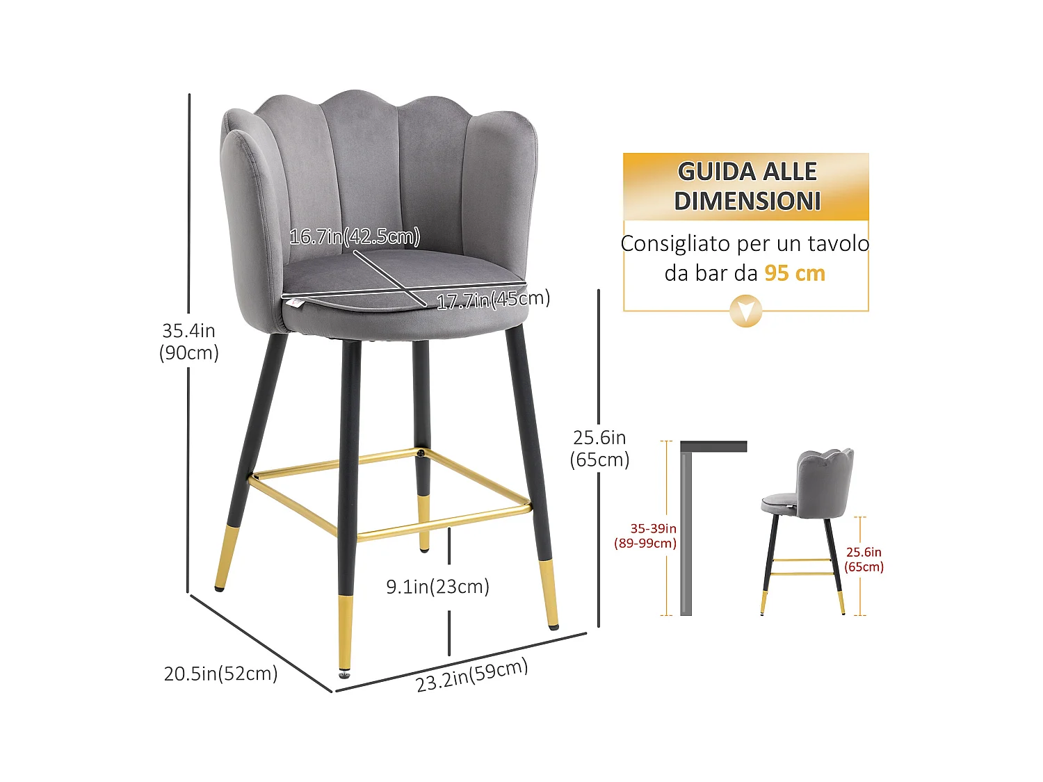 Set da 2 sgabelli da bar con poggiapiedi e base in acciaio