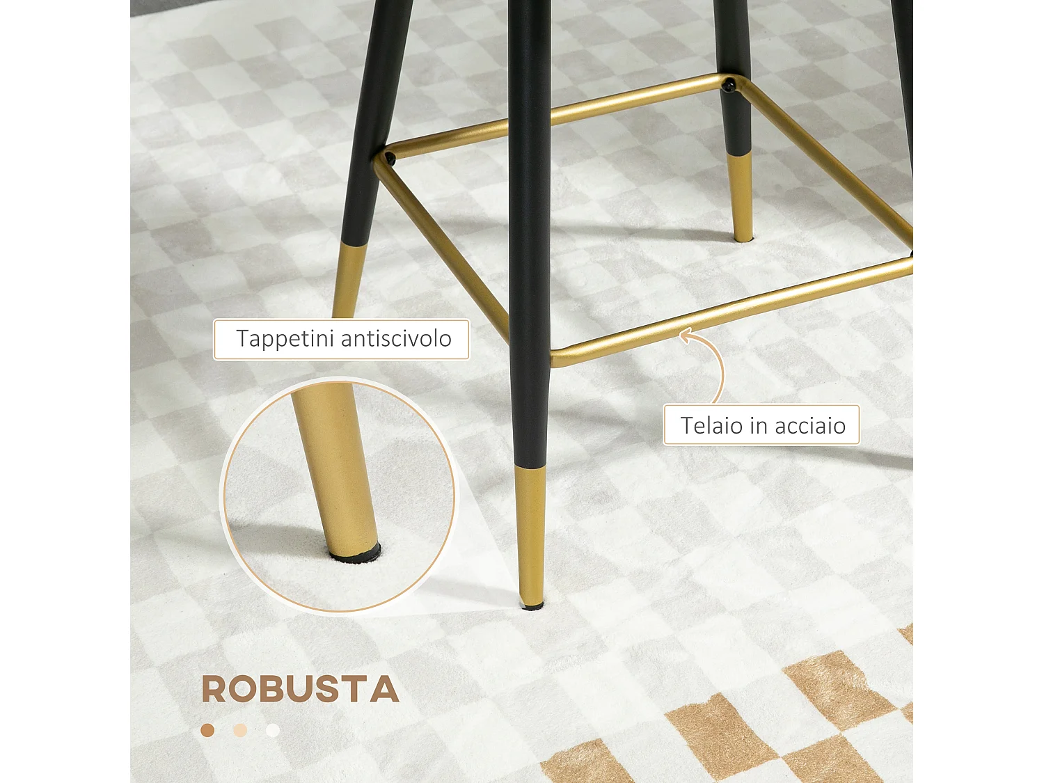 Set da 2 sgabelli da bar con poggiapiedi e base in acciaio