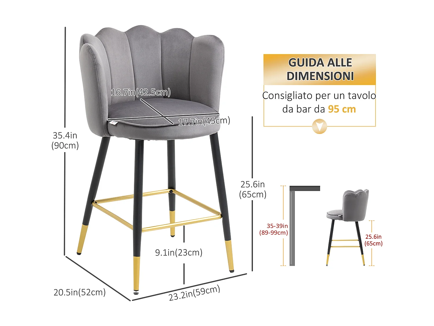 Set da 2 sgabelli da bar con poggiapiedi e base in acciaio