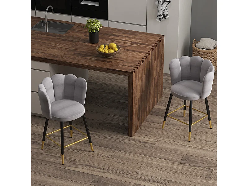 Set da 2 sgabelli da bar con poggiapiedi e base in acciaio