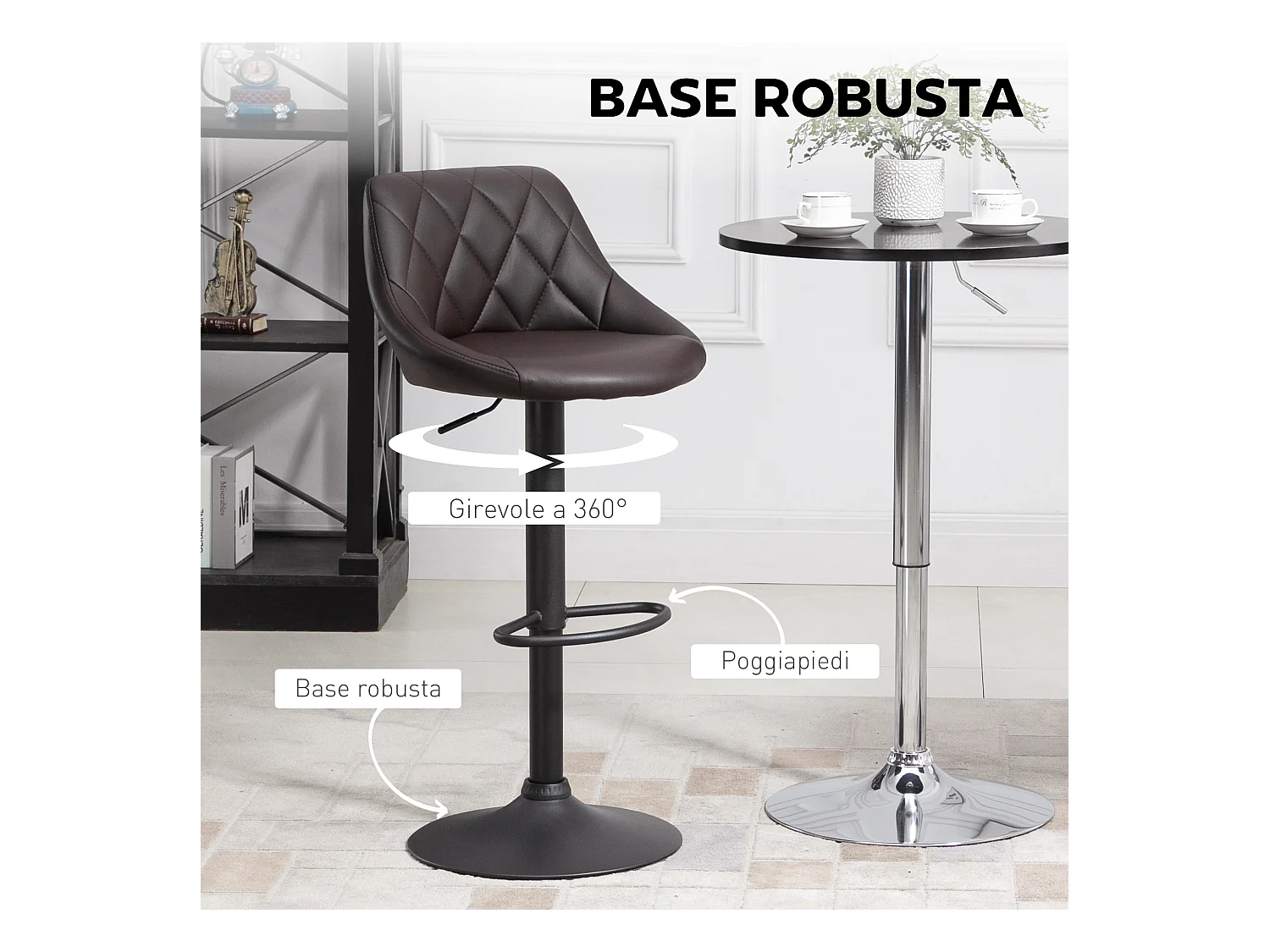 Set 2 sgabelli da bar girevoli in similpelle altezza regolabile