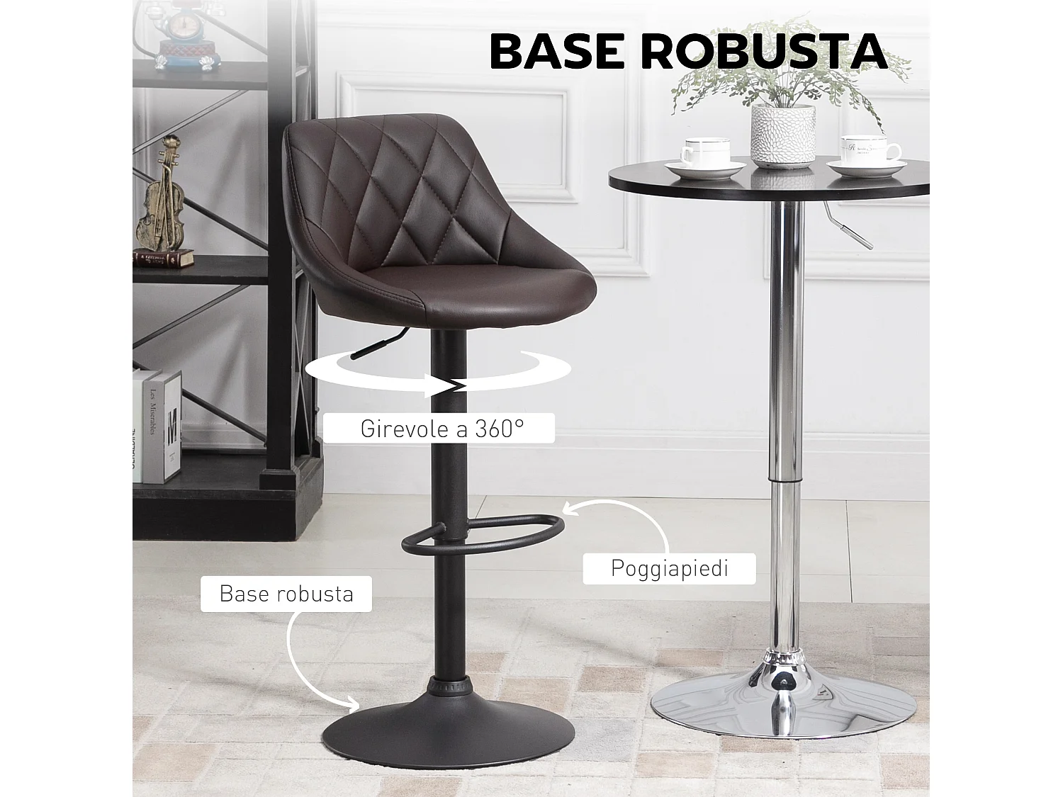 Set 2 sgabelli da bar girevoli in similpelle altezza regolabile