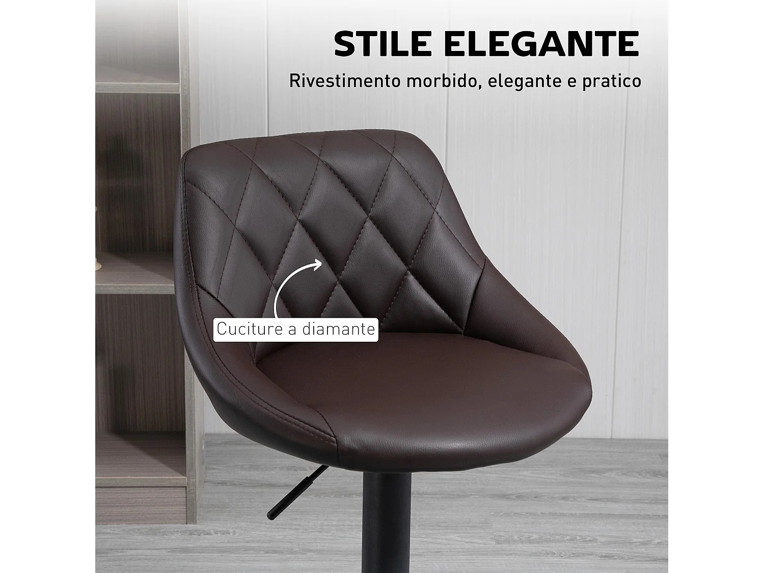 Set 2 sgabelli da bar girevoli in similpelle altezza regolabile