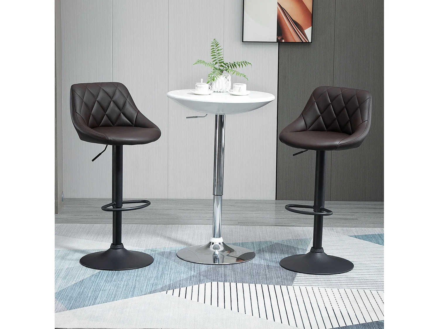 Set 2 sgabelli da bar girevoli in similpelle altezza regolabile
