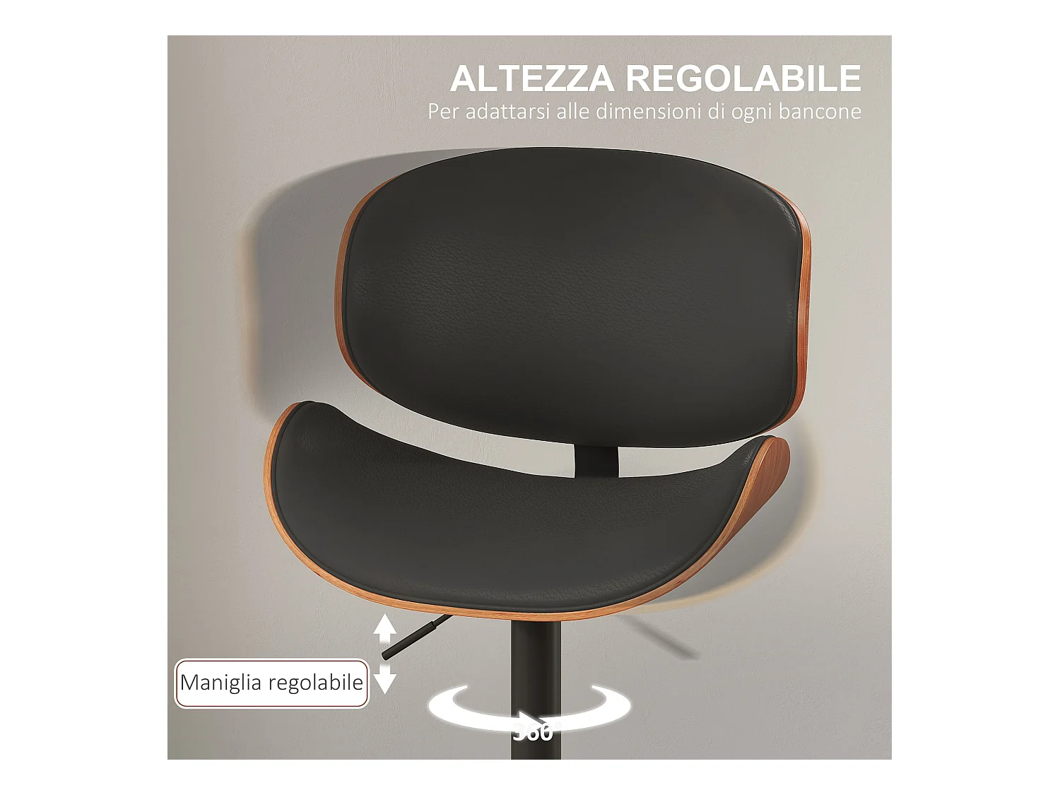 Set di 2 sgabelli da bar con schienale e poggiapiedi in legno nero