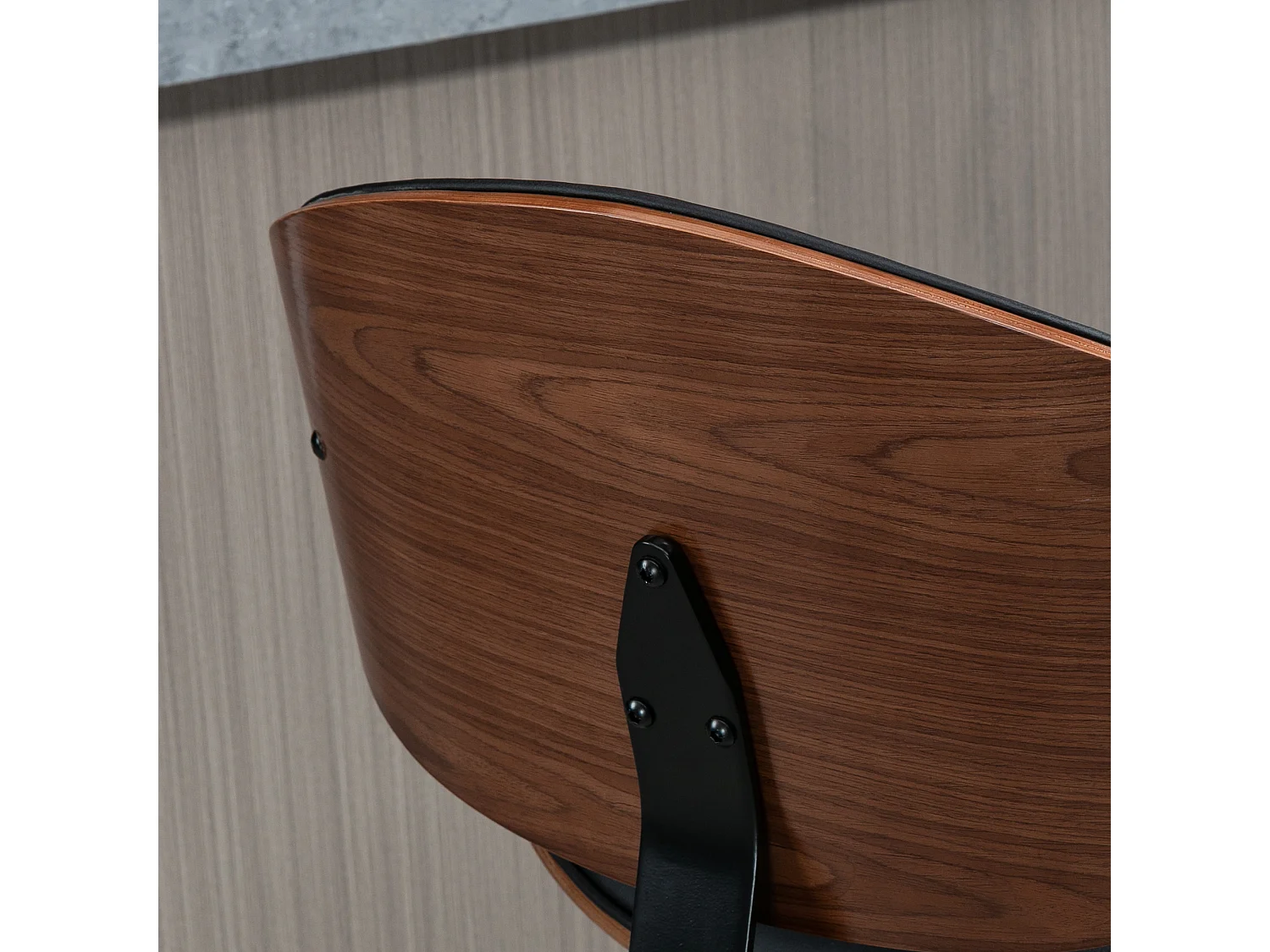 Set di 2 sgabelli da bar con schienale e poggiapiedi in legno nero