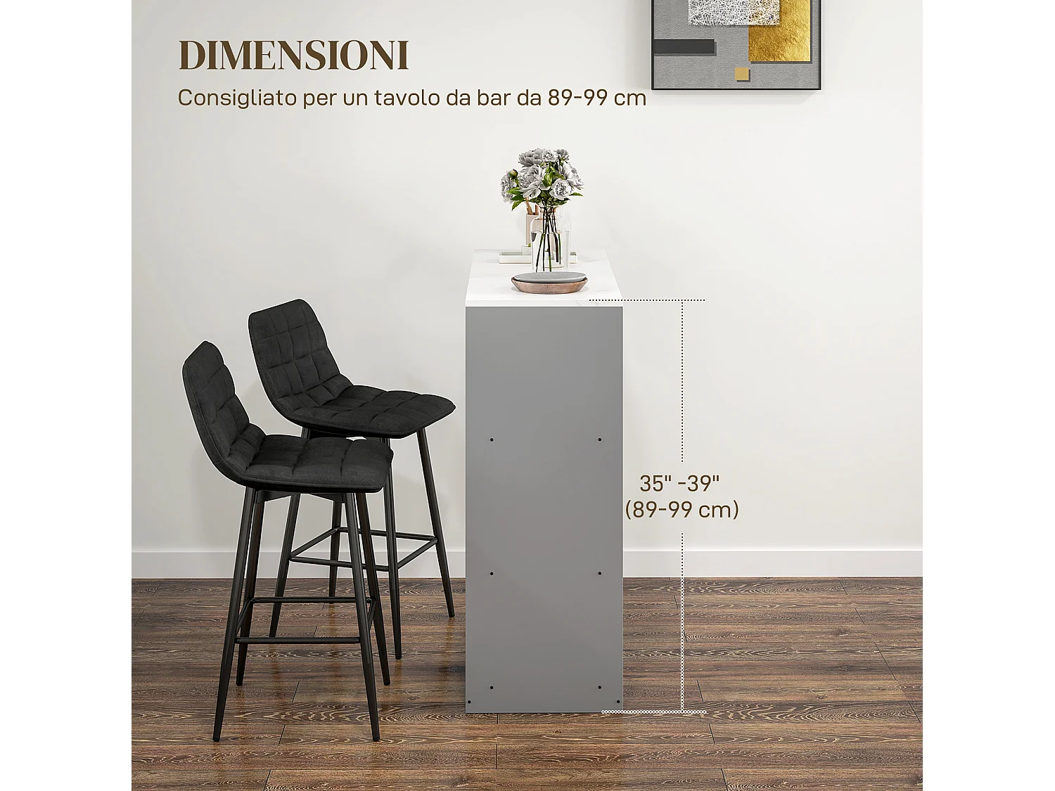 Set 2 sgabelli da cucina stile nordico effetto velluto nero