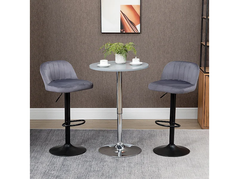 Set 2 sgabelli da bar con schienale altezza regolabile grigio