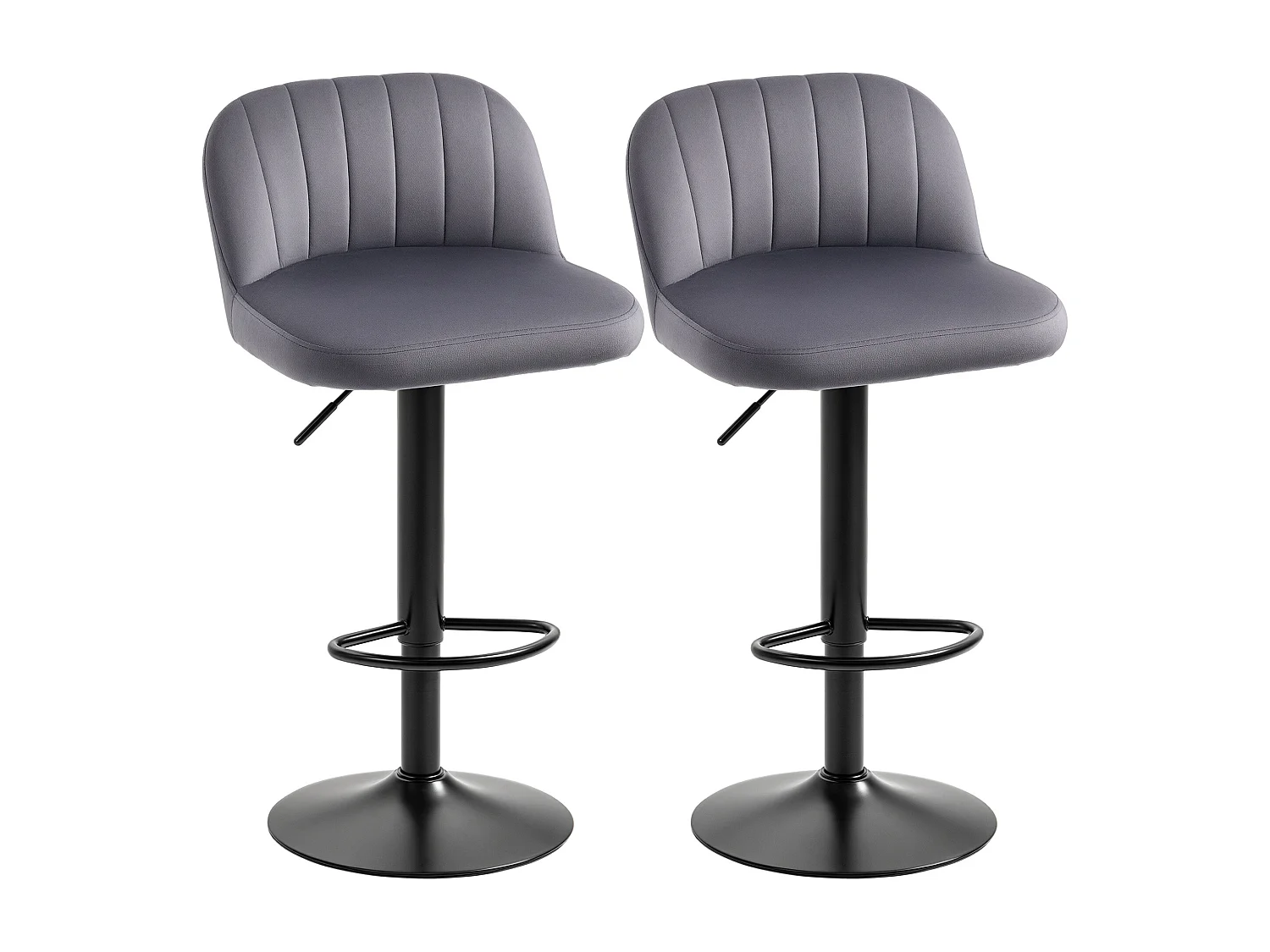 Set 2 sgabelli da bar con schienale altezza regolabile grigio