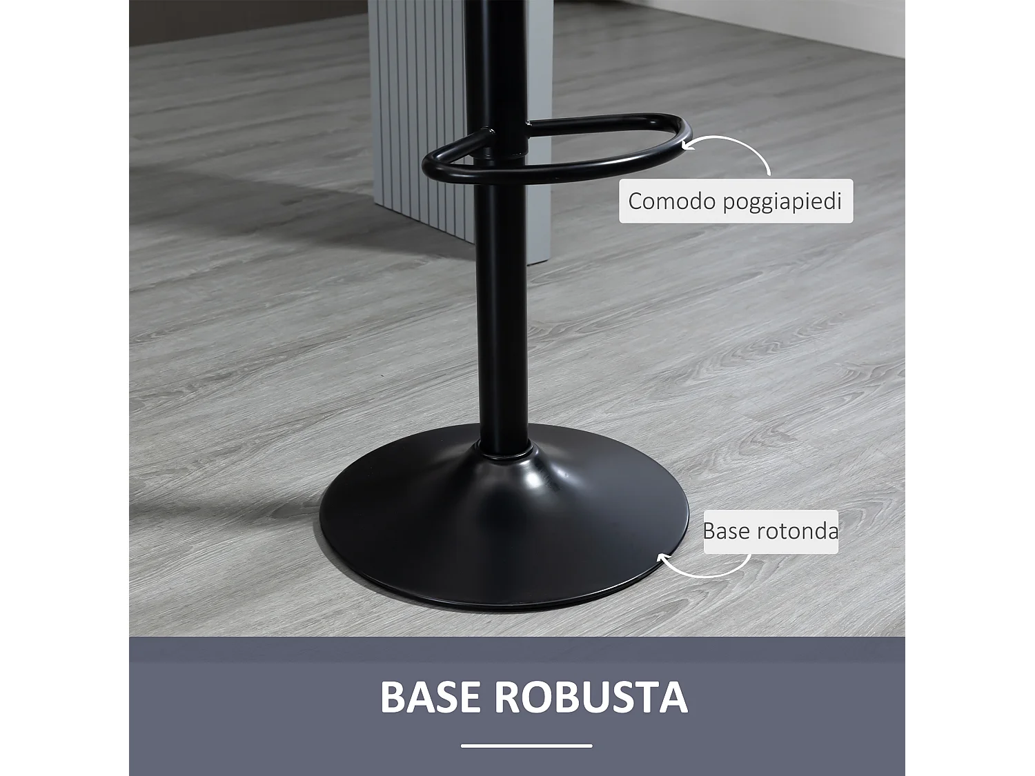 Set 2 sgabelli da bar con schienale altezza regolabile grigio