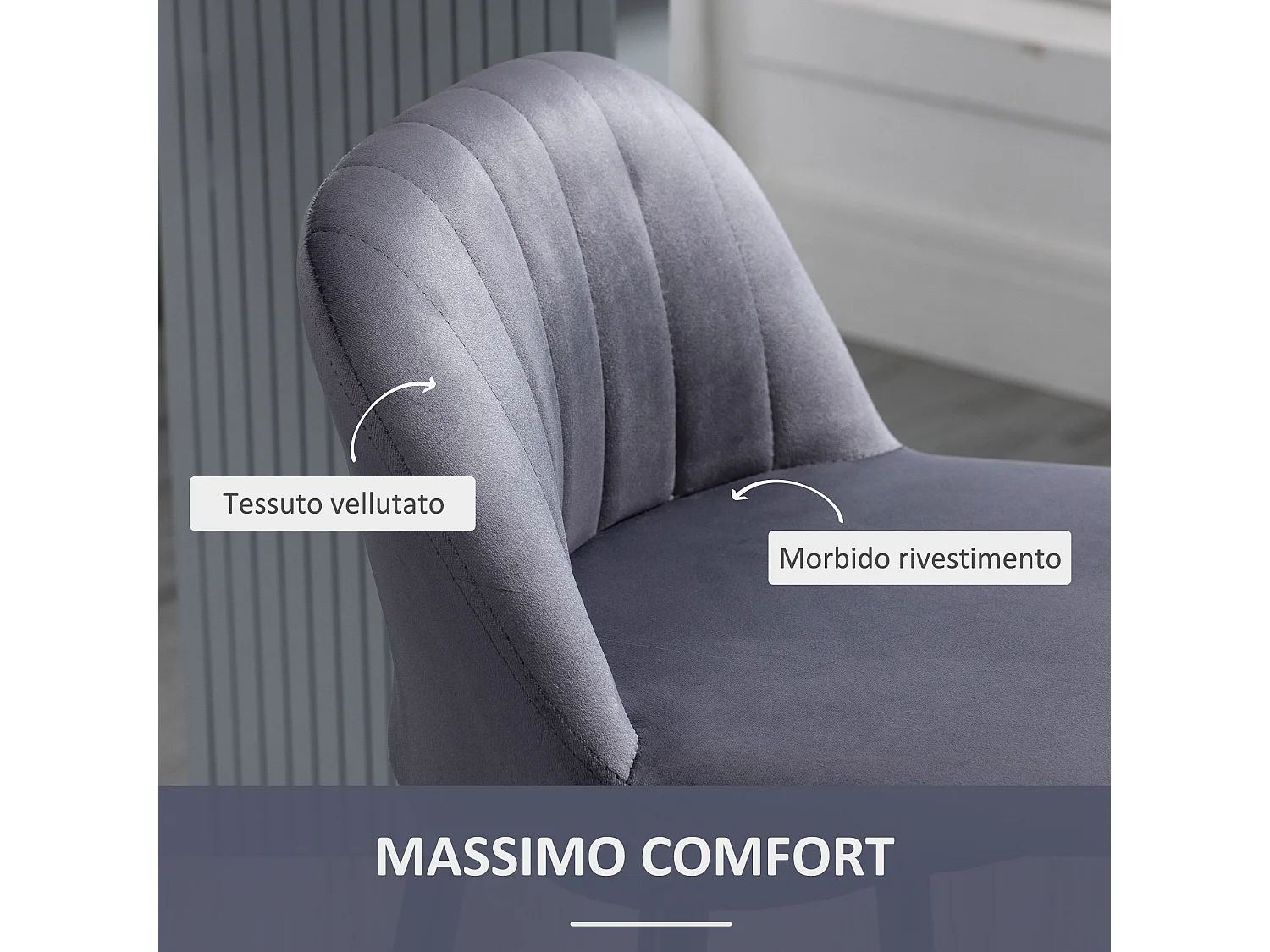 Set 2 sgabelli da bar con schienale altezza regolabile grigio