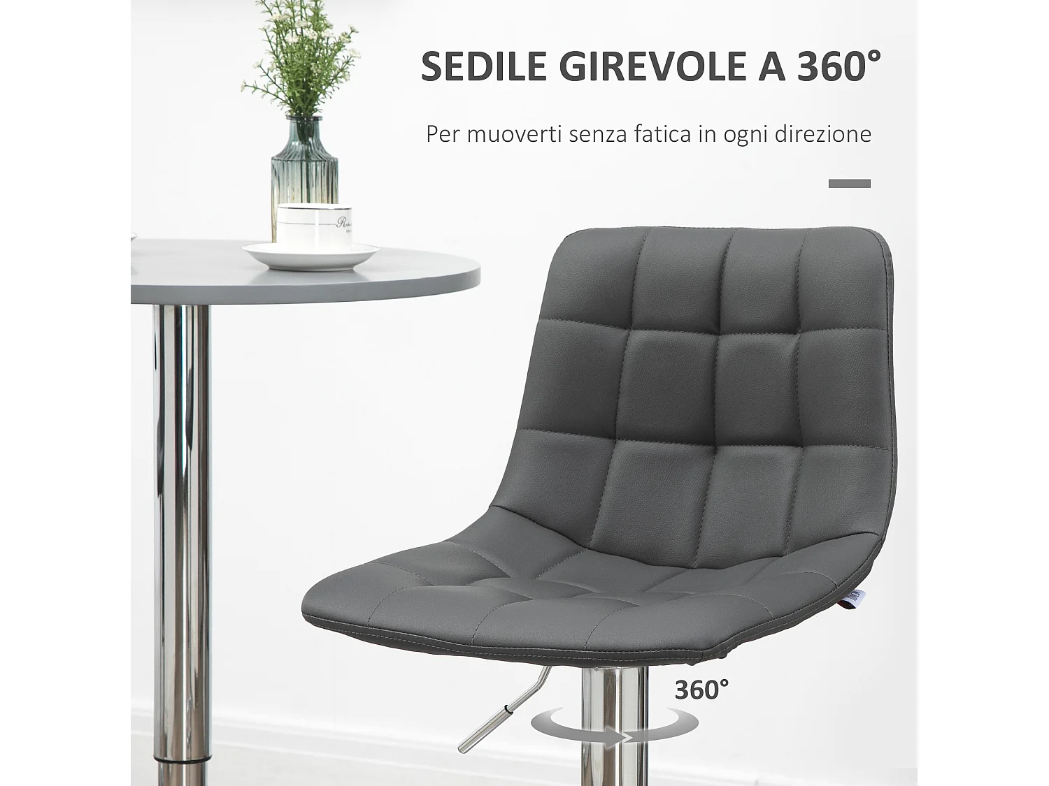 Set 2 sgabelli da bar in similpelle girevoli con schienale