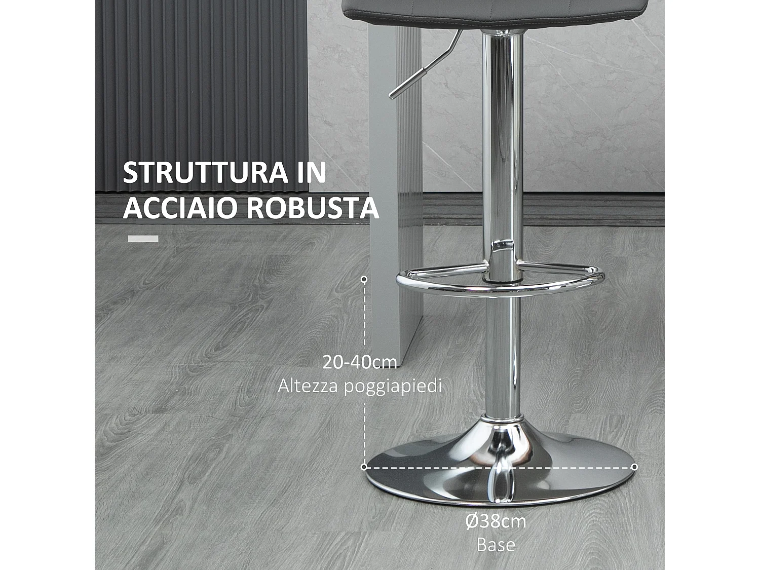 Set 2 sgabelli da bar in similpelle girevoli con schienale