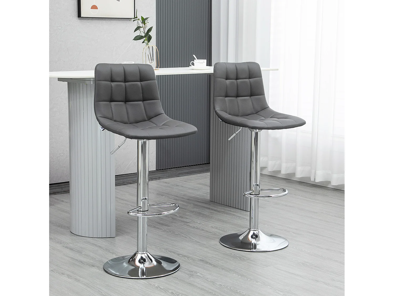 Set 2 sgabelli da bar in similpelle girevoli con schienale