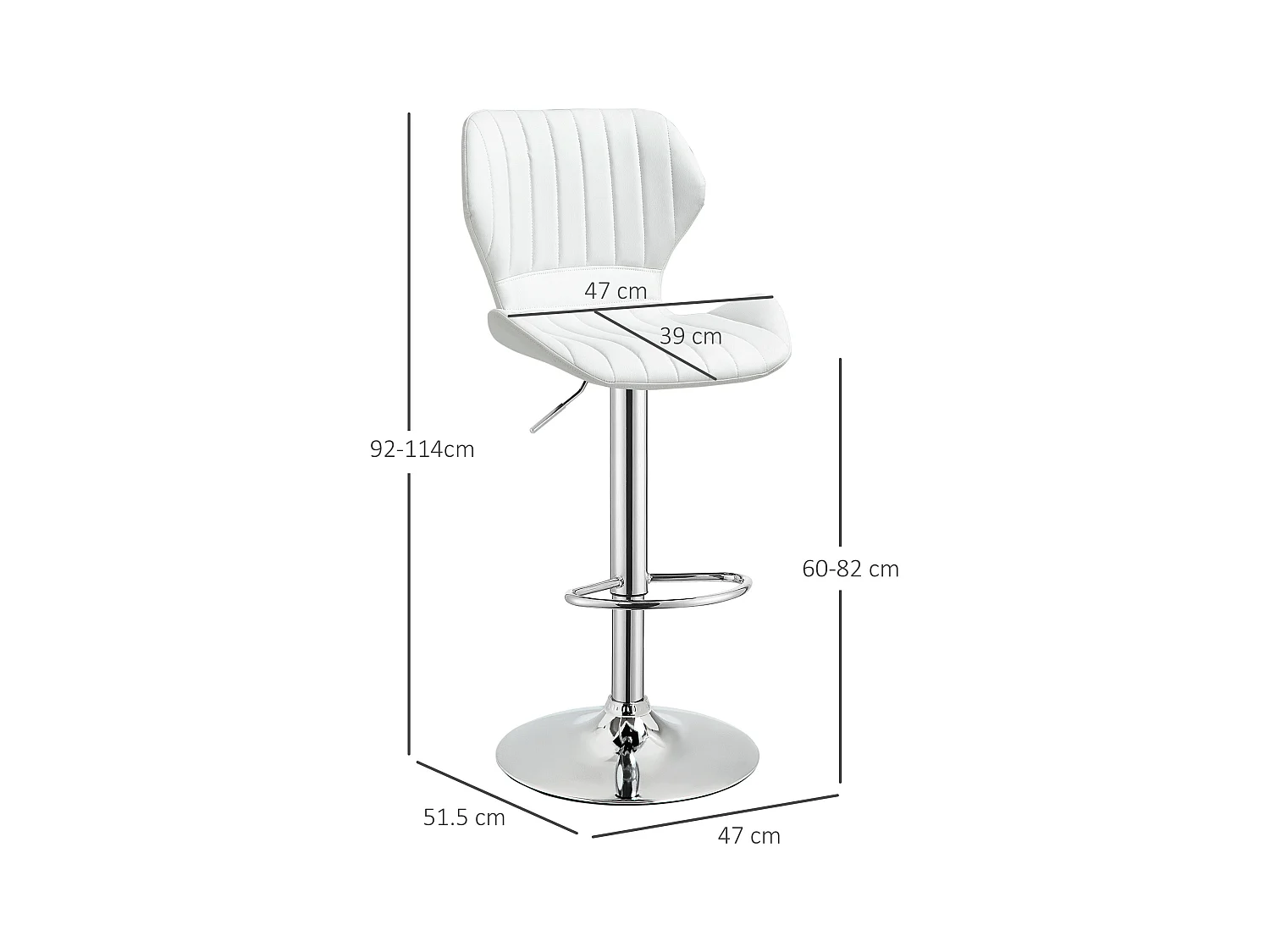 Set 2 sgabelli da bar con seduta ergonomica e poggiapiedi bianco