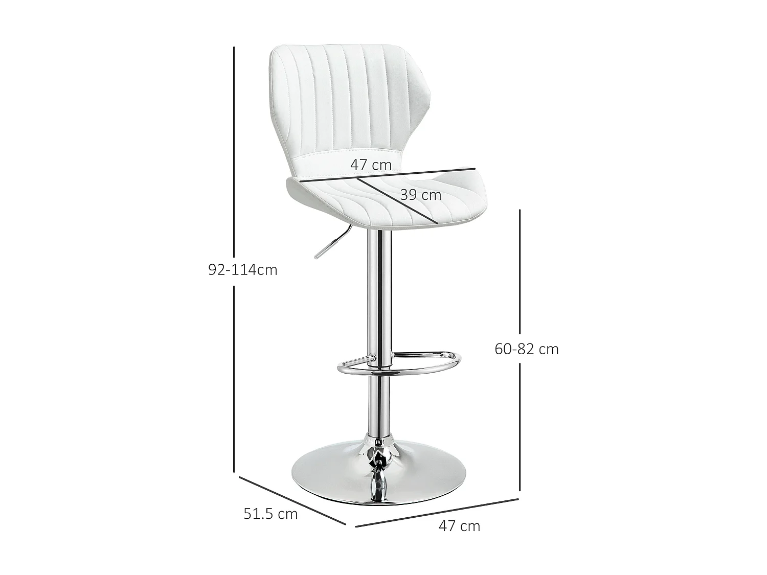 Set 2 sgabelli da bar con seduta ergonomica e poggiapiedi bianco