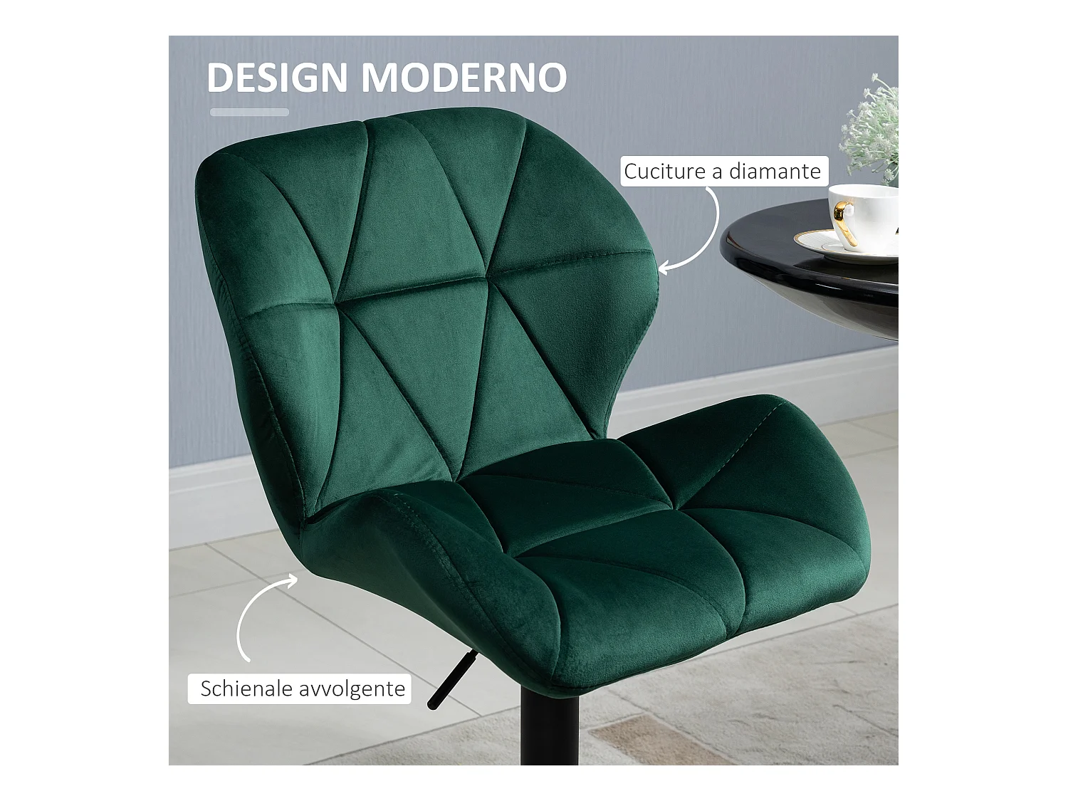 Set 2 sgabelli da bar girevoli altezza regolabile in velluto