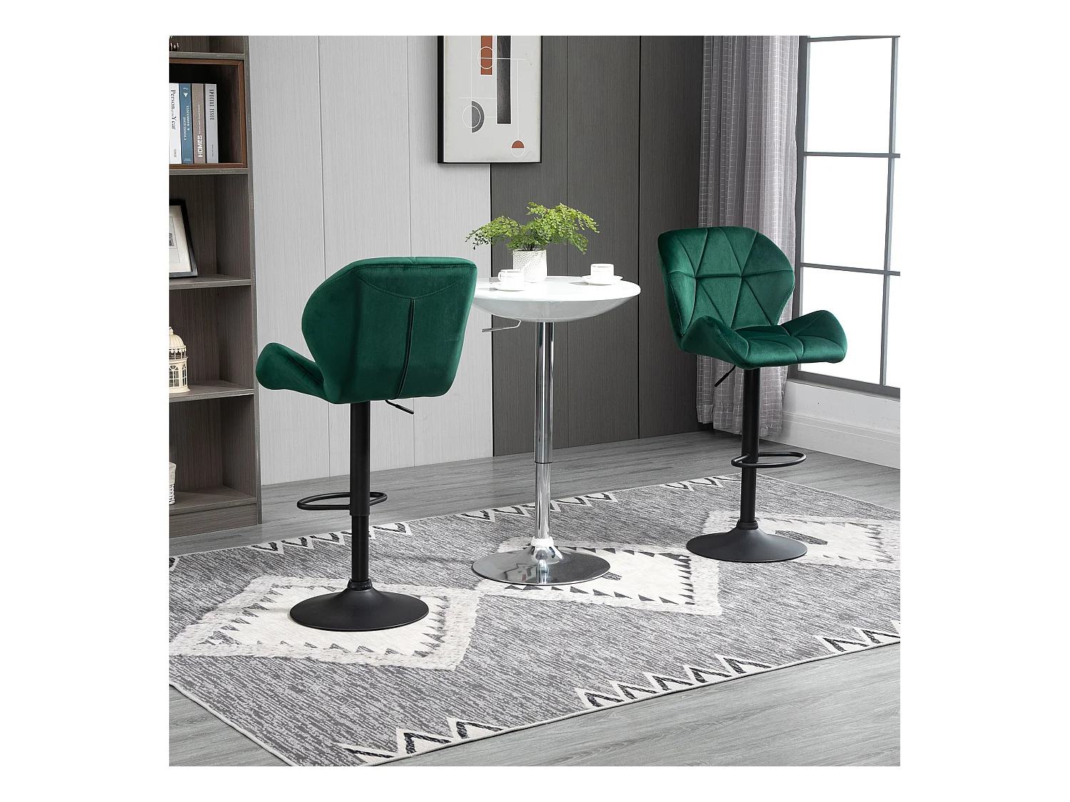 Set 2 sgabelli da bar girevoli altezza regolabile in velluto