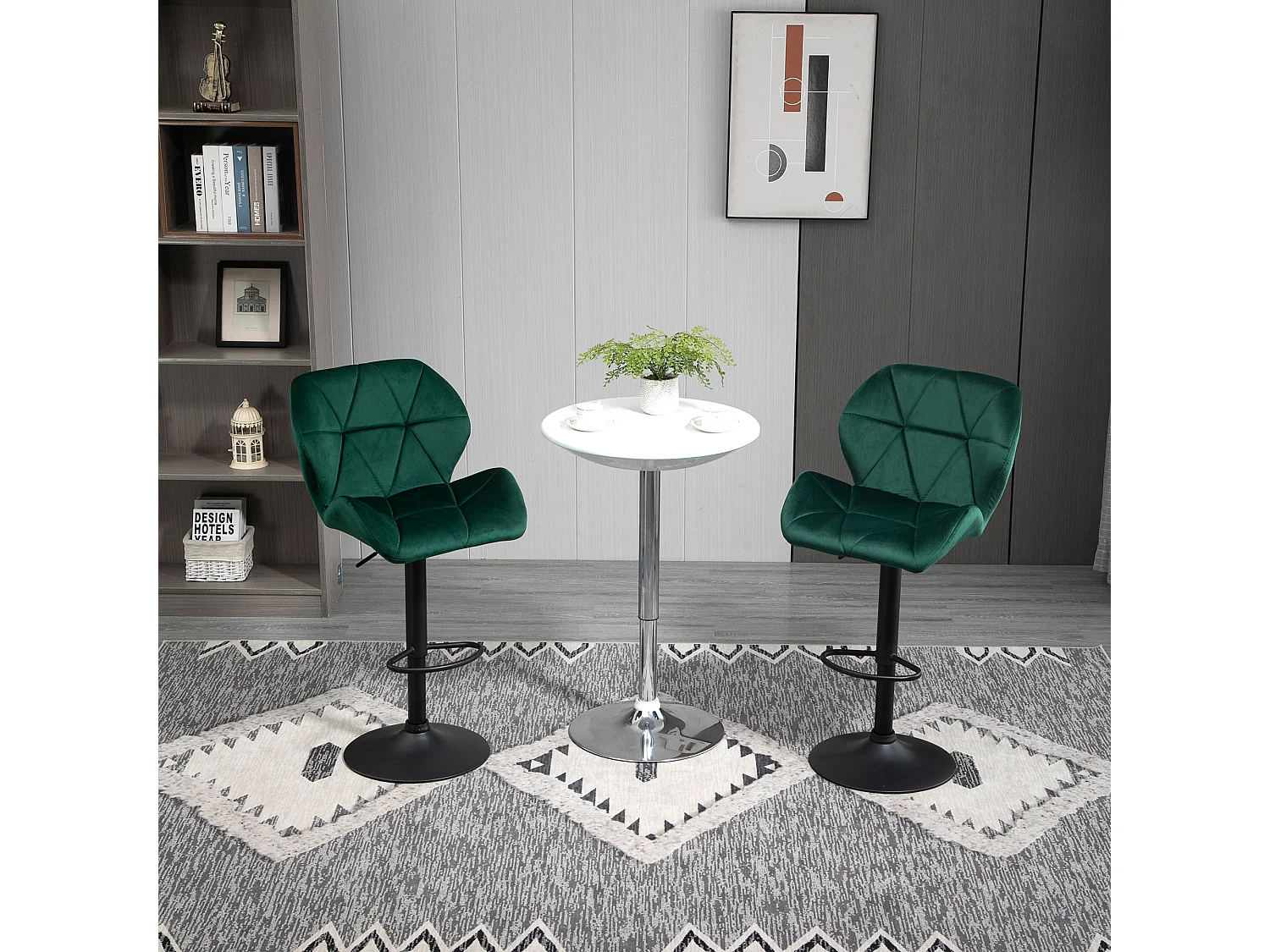 Set 2 sgabelli da bar girevoli altezza regolabile in velluto