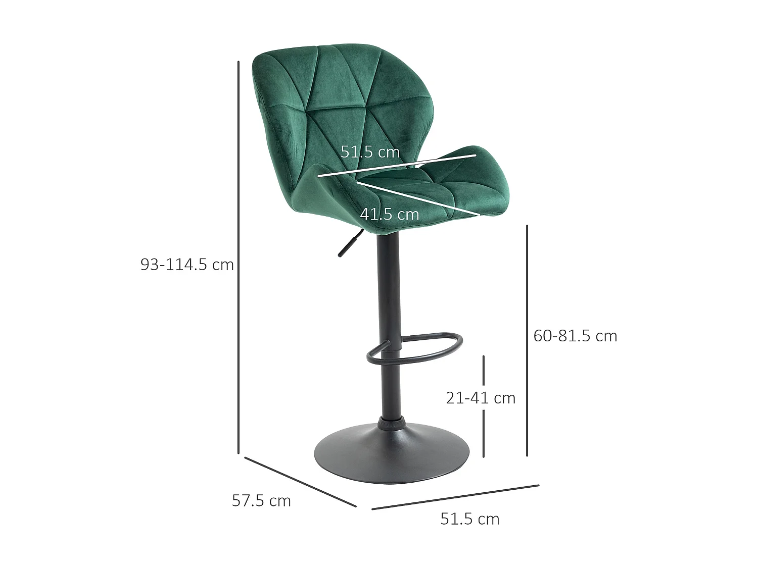 Set 2 sgabelli da bar girevoli altezza regolabile in velluto