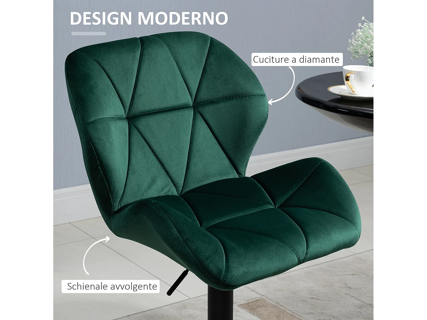 Set 2 sgabelli da bar girevoli altezza regolabile in velluto