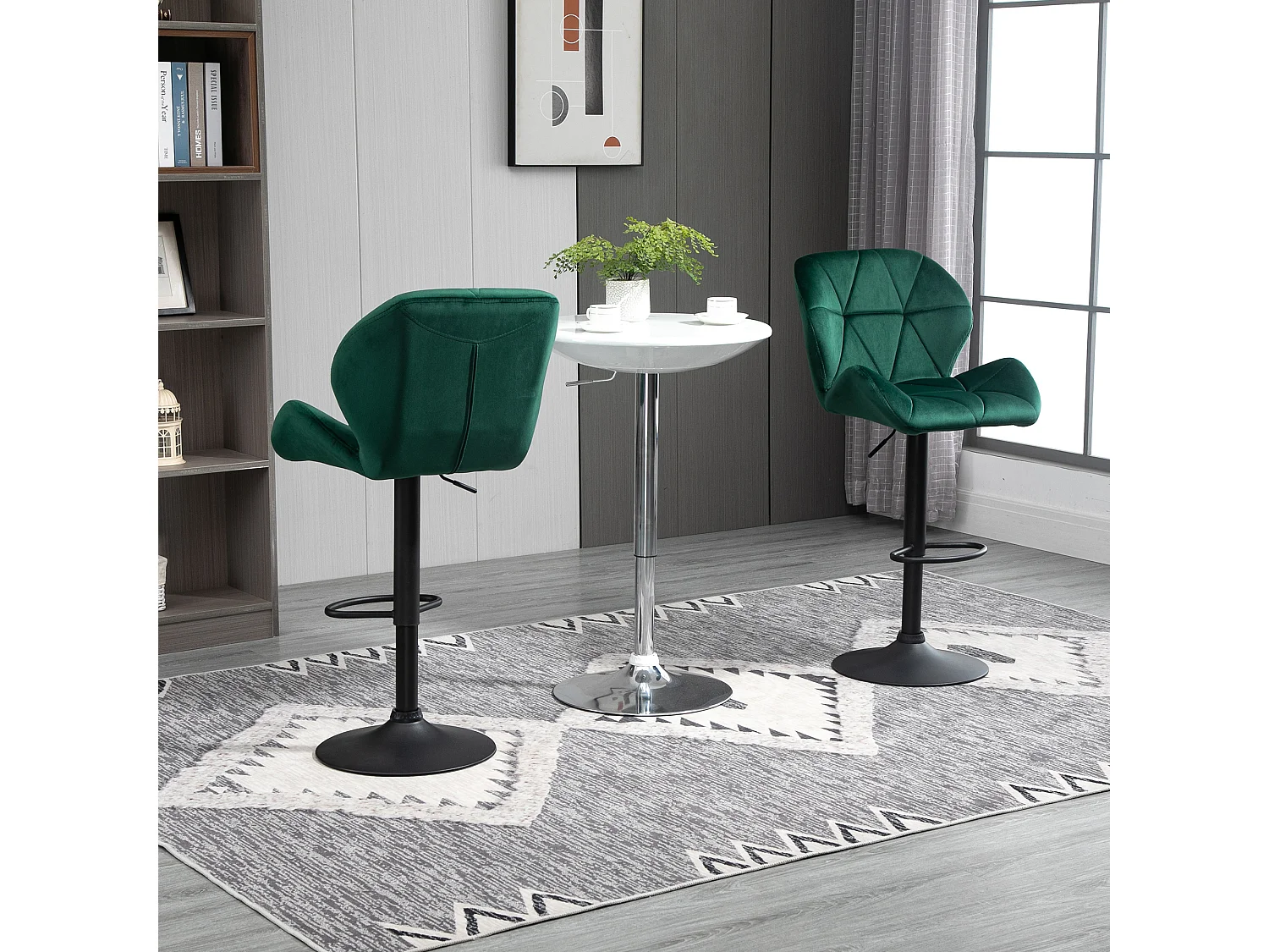 Set 2 sgabelli da bar girevoli altezza regolabile in velluto