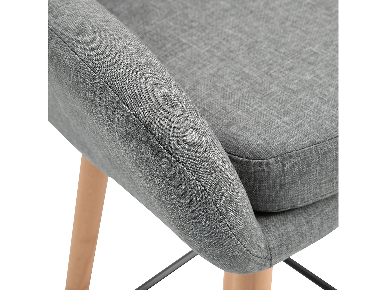 Set 2 sgabelli da bar con schienale e cuscino in tessuto grigio