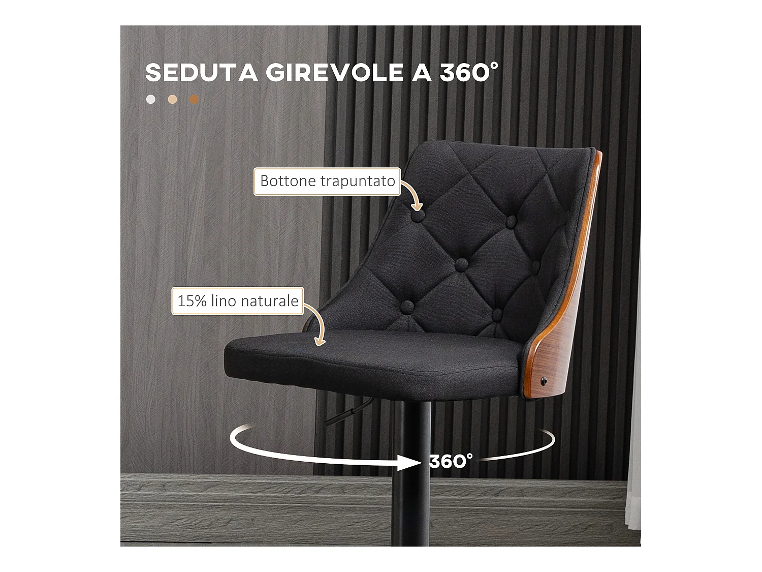 Set 2 sgabelli da bar moderni e girevoli ad altezza regolabile