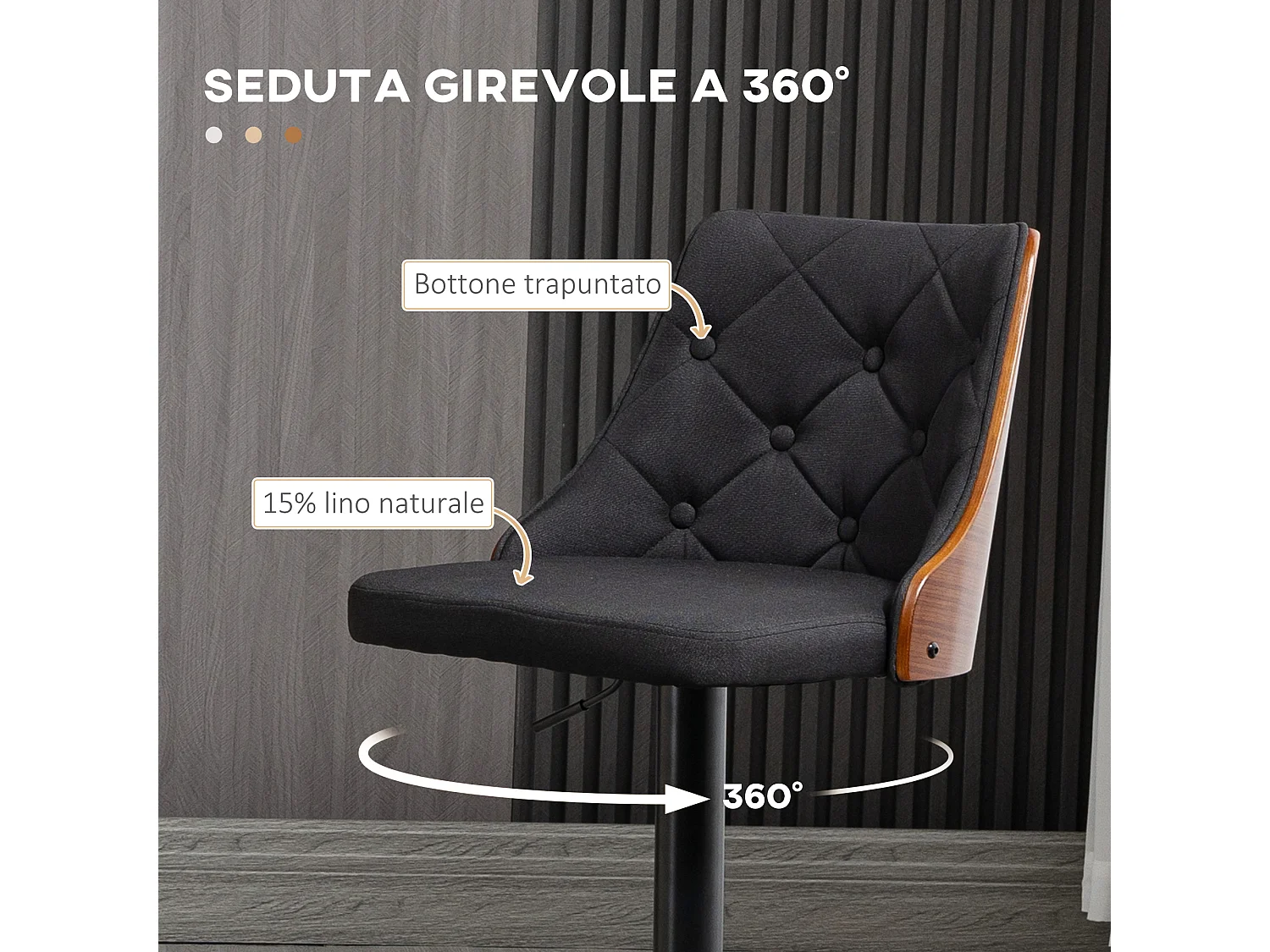 Set 2 sgabelli da bar moderni e girevoli ad altezza regolabile