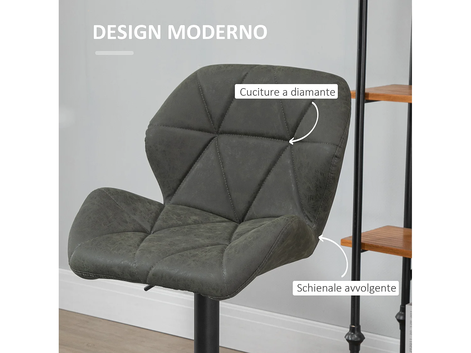 Set 2 sgabelli da bar girevoli altezza regolabile in similpelle