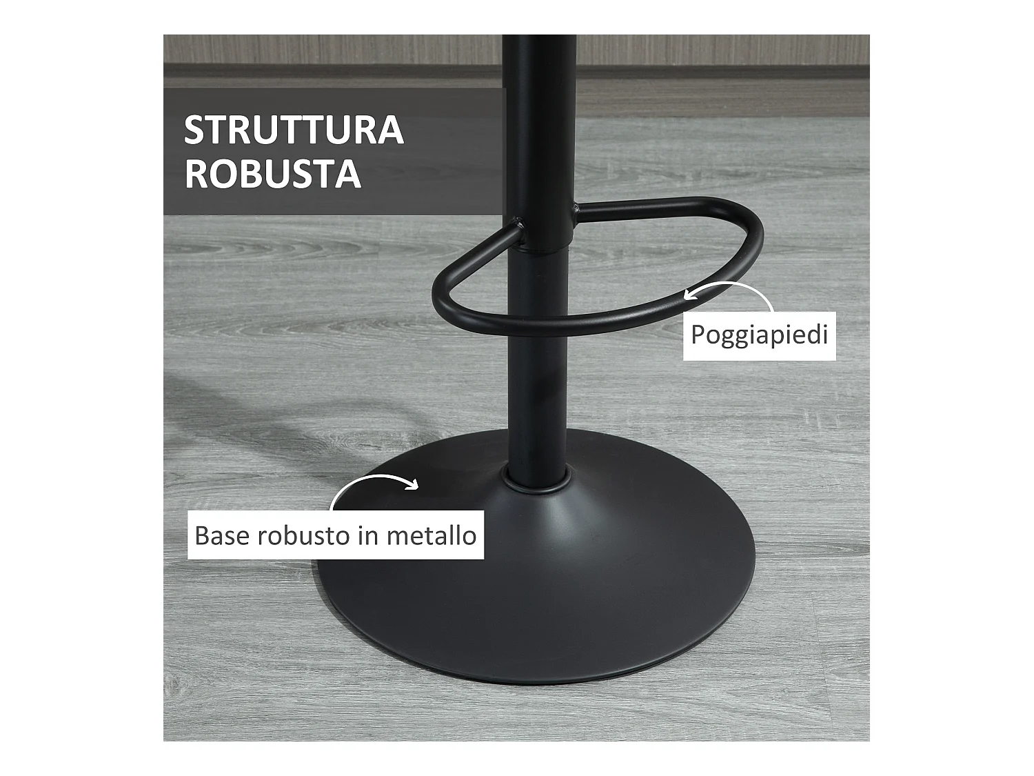 Set di 2 sgabelli da bar con schienale e altezza regolabile