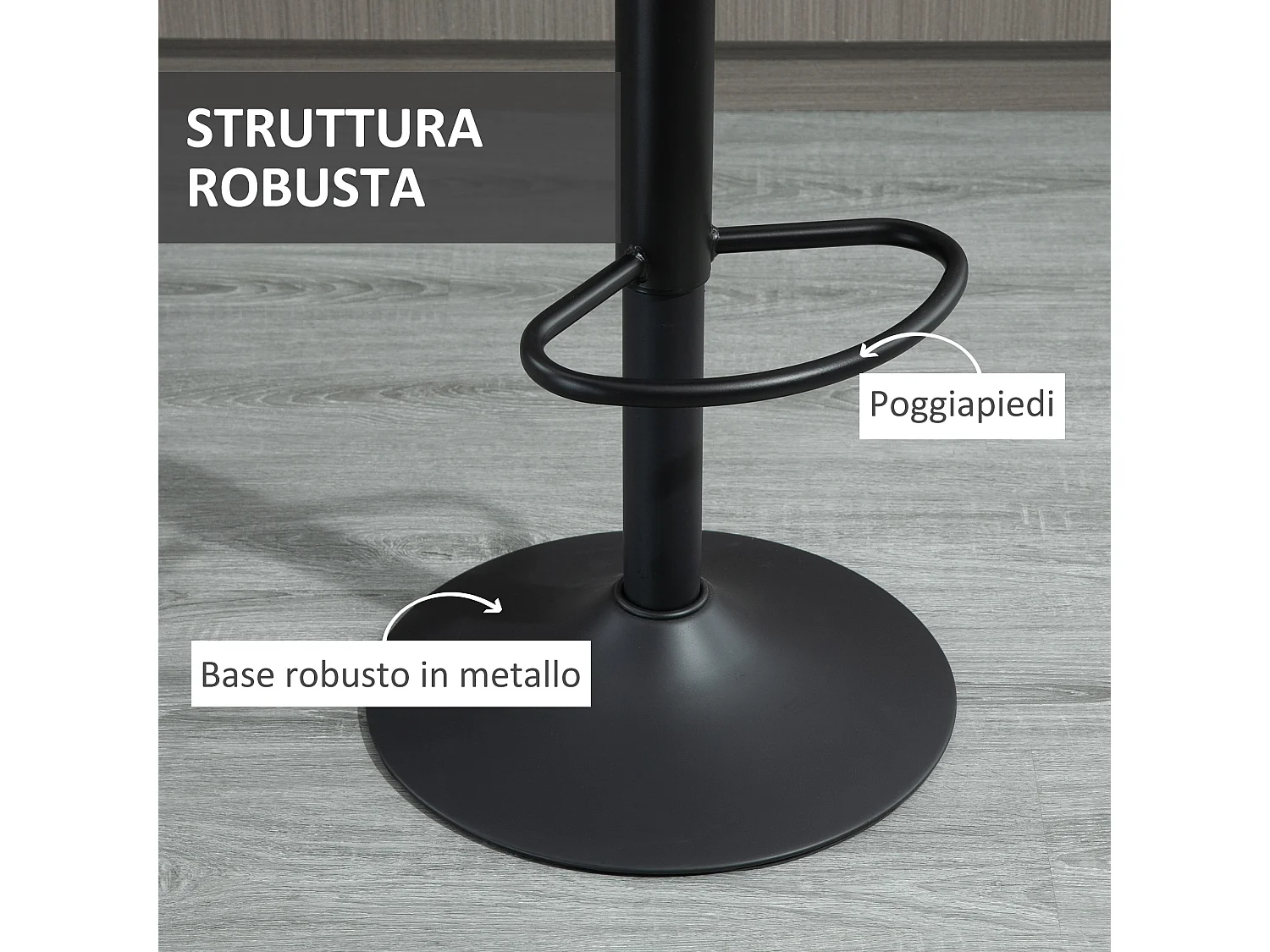 Set di 2 sgabelli da bar con schienale e altezza regolabile