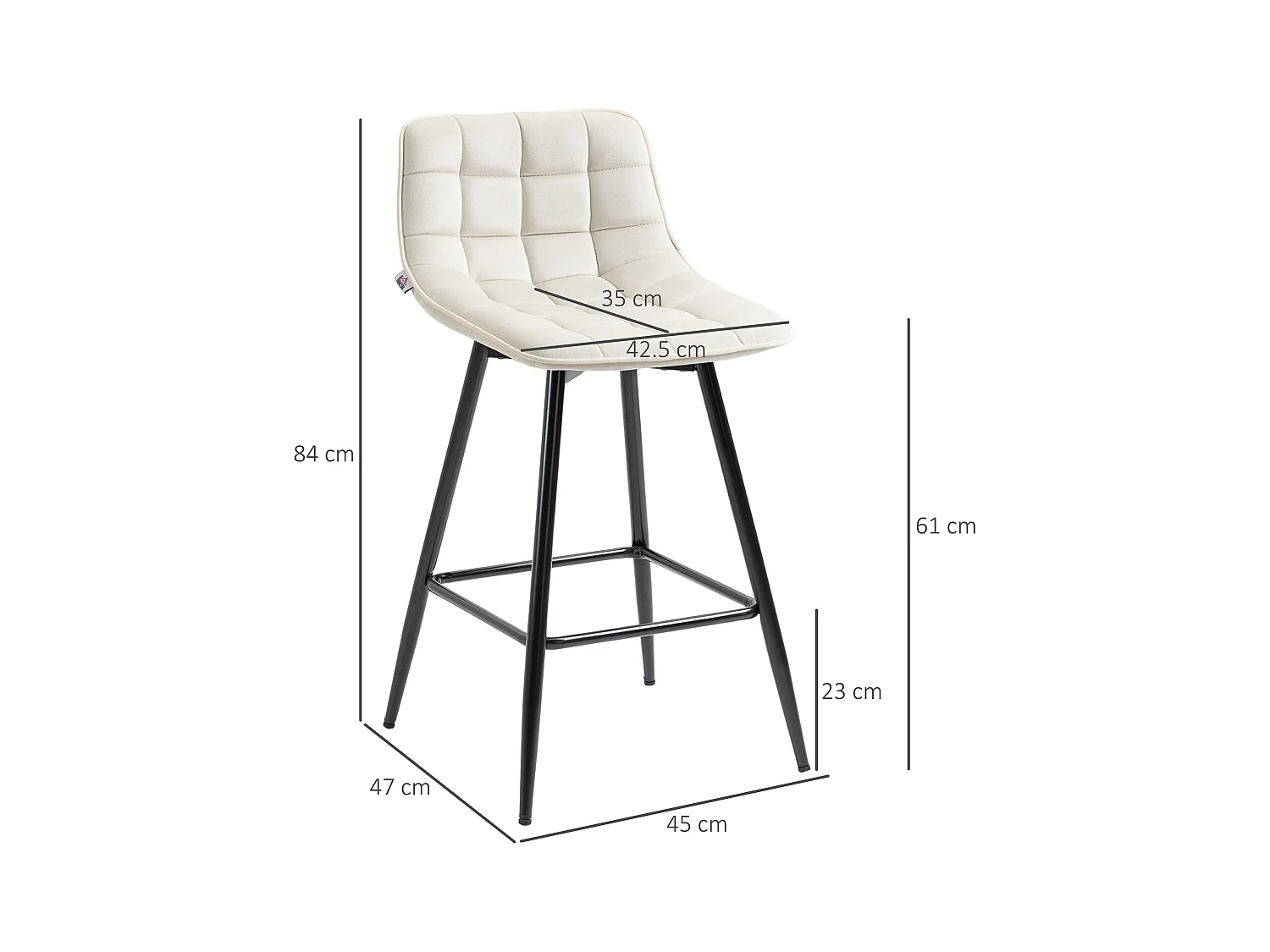 Set 2 sgabelli da bar in velluto con schienale e poggiapiedi