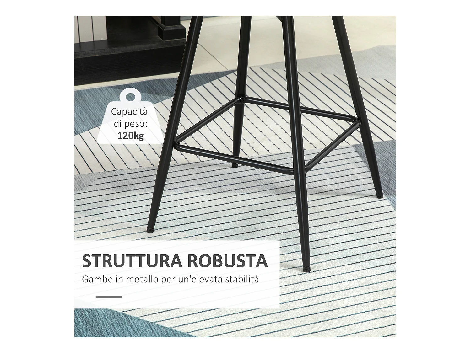 Set 2 sgabelli da bar in velluto con schienale e poggiapiedi