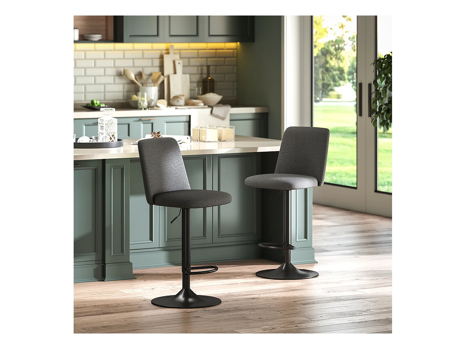 Set 2 sgabelli da bar girevoli ad altezza regolabile grigio scuro