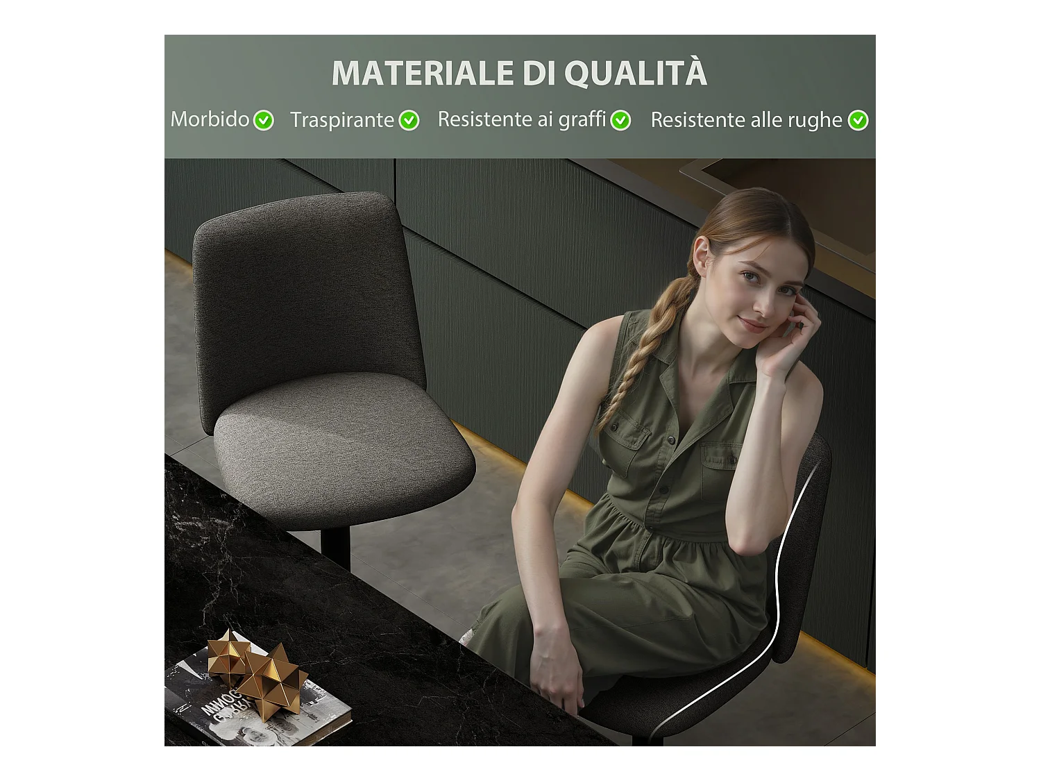 Set 2 sgabelli da bar girevoli ad altezza regolabile grigio scuro