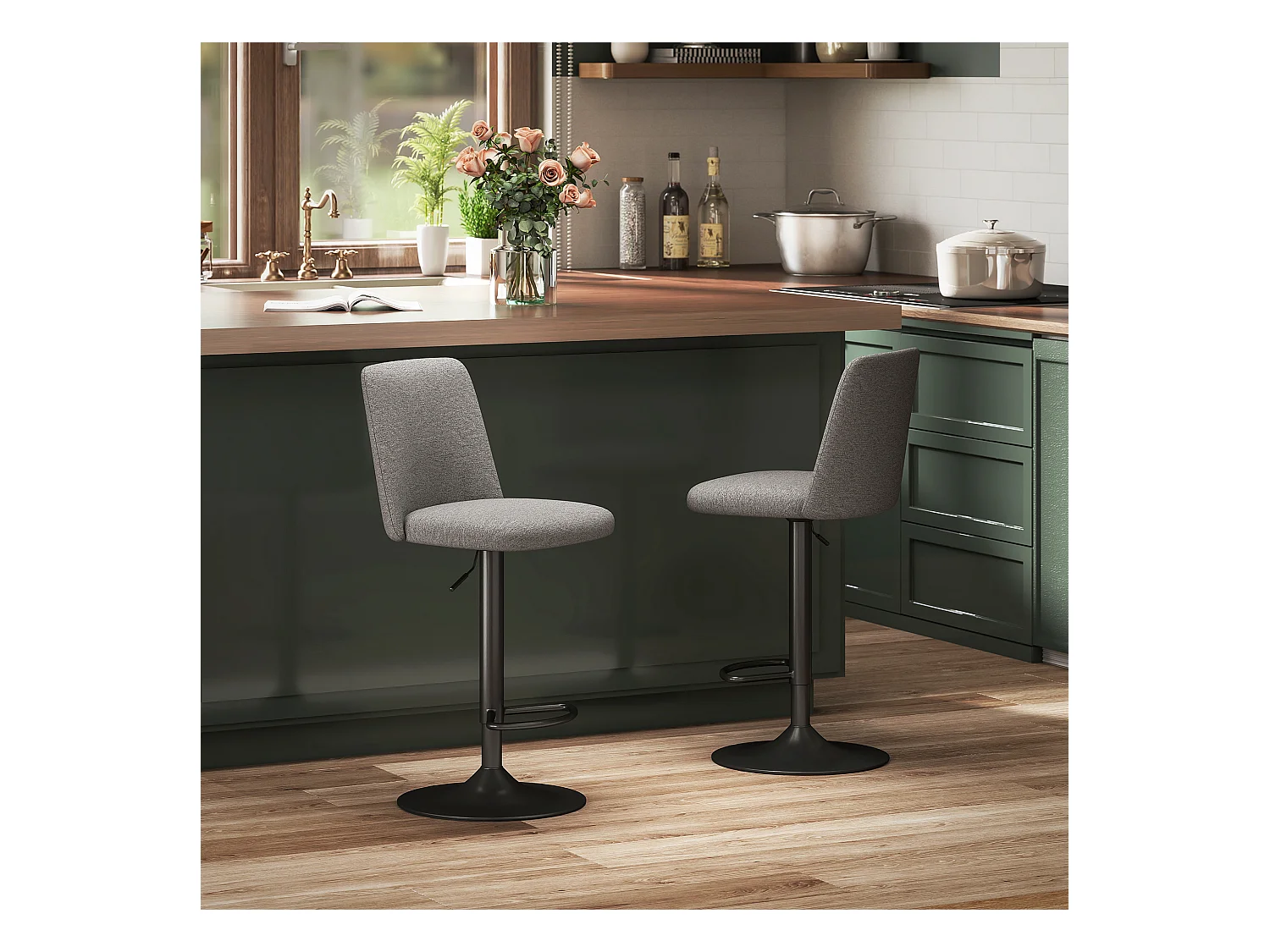 Set 2 sgabelli da bar girevoli ad altezza regolabile grigio scuro