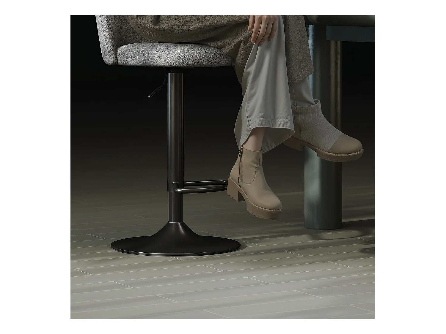 Set 2 sgabelli da bar girevoli ad altezza regolabile grigio scuro