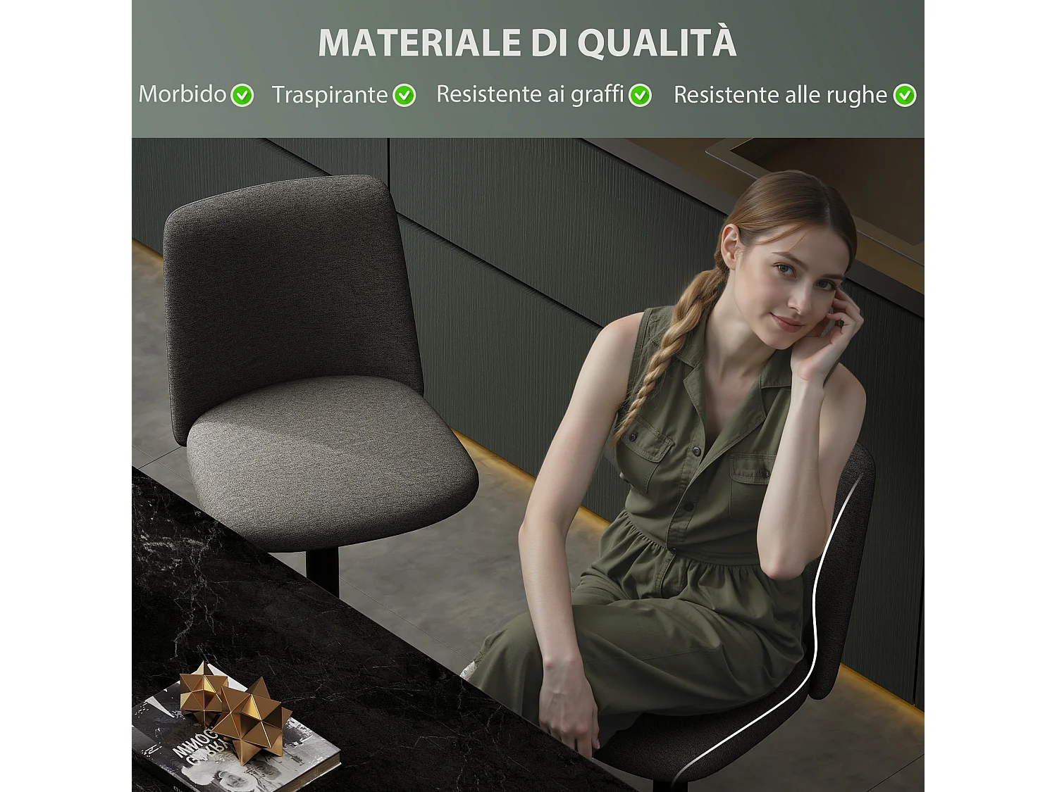 Set 2 sgabelli da bar girevoli ad altezza regolabile grigio scuro