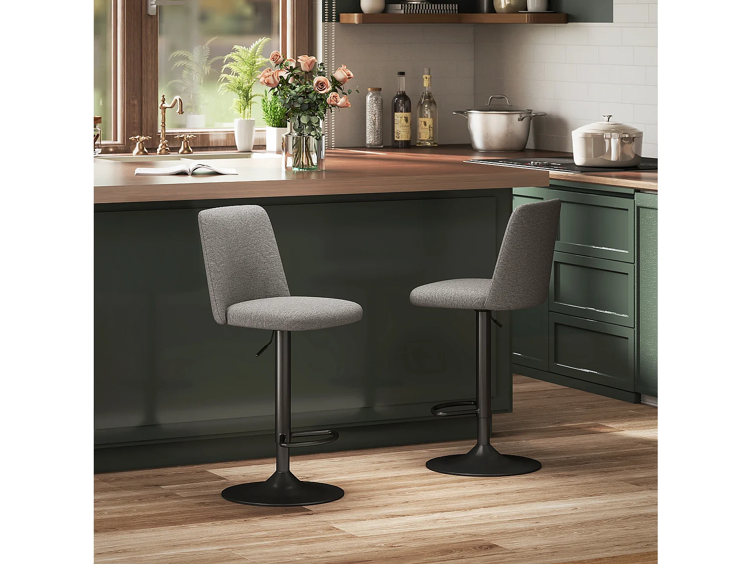 Set 2 sgabelli da bar girevoli ad altezza regolabile grigio scuro