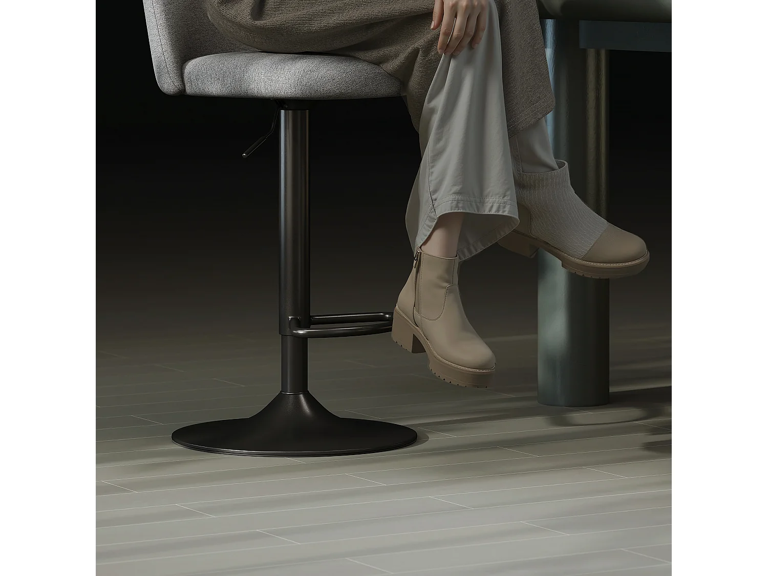 Set 2 sgabelli da bar girevoli ad altezza regolabile grigio scuro